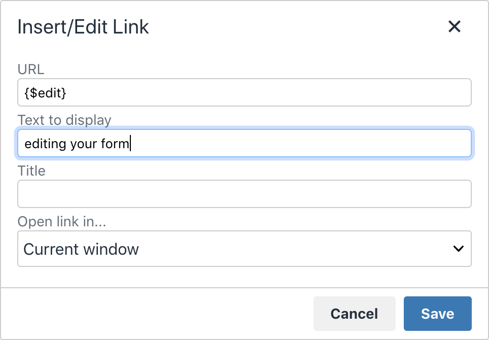 Editing a link URL